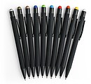 Recycled aluminium rubberized ballpen Formentera, light blue