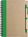 Recycled cardboard, wire bound notebook with 60 lined pages and ballpen