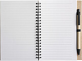 Recycled cardboard, wire bound notebook with 60 lined pages and ballpen
