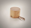 Round bamboo wireless speaker