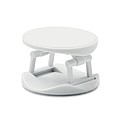 Round shaped foldable phone accessory in ABS with two functions: phone stand and holder.