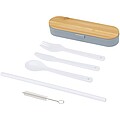 Runa cutlery set with bamboo lid, slate grey