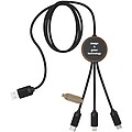 SCX.design C36 3-in-1 rPET light-up logo extended charging cable with round bamboo casing, wood