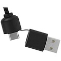 SCX.design C38 40W 5-in-1 rPET light-up logo charging cable with squared wooden casing, solid black