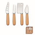 Set of 4 cheese knives, wood