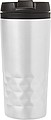 Stainless steel travel mug (300 ml) with black lid, also available with coloured stainless steel.