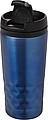 Stainless steel travel mug (300 ml) with black lid, also available with coloured stainless steel.