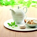 Teapot and cup set, white
