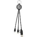 Tecta 6-in-1 recycled plastic/bamboo charging cable with keyring