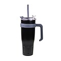 VANILLA SEASON MADURAI XXL Thermo mug with straw, 1000 ml, black/grey