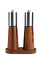 VANILLA SEASON OGANO Elegant salt and pepper mill set with a wooden stand