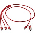 Versatile 5-1 recycled aluminium charging cable, red