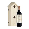 Wine wooden gift box as a bird house