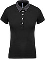 Women s KARIBAN TWO-TONE JERSEY POLO SHIRT, black/dark grey heather, XS