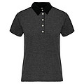 Women s KARIBAN TWO-TONE JERSEY POLO SHIRT, dark grey heather/black, XS