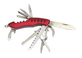 11 piece pocket knife "Big R." ,colour red, silver