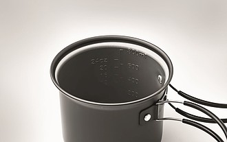 2 camping pots with cutlery