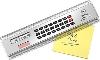 20cm Ruler with calculatorSilver