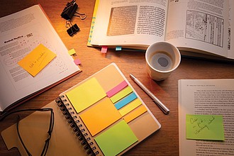 A5 Kraft spiral notebook with sticky notes,brown