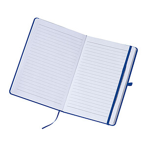 A5 notebook with lined pages, blue