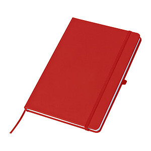 A5 notebook with lined pages, red