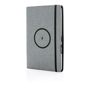 Air 5W RPET wireless charging refillable journal cover A5,grey