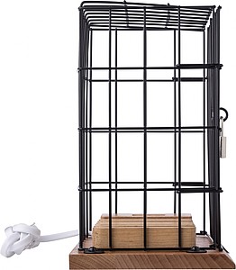 Aluminium and wooden phone holder cage, including USB ports and lock with 2 small keys.
