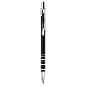 Aluminium ballpen with blue ink. Black