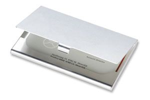 Aluminium business card holder, shiny silver