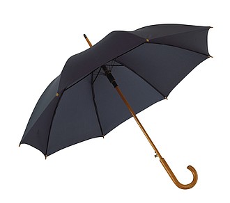 Automatic wooden stick umbrella "Boogie" with nylon canopy,colour navy blue