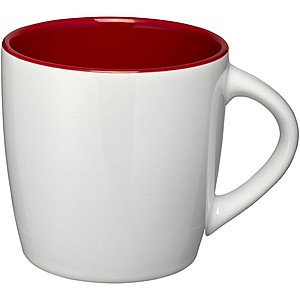 Aztec ceramic mug, white/red