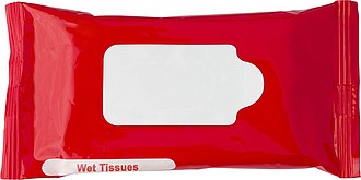 Bag with 10 wet tissues.Red