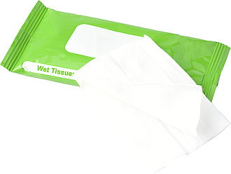 Bag with 10 wet tissues.Red