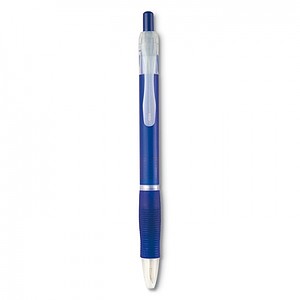 Ball pen with rubber grip, transparent blue