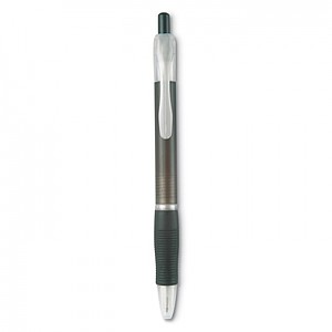 Ball pen with rubber grip, transparent grey