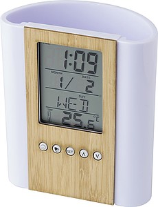 Bamboo penholder with clock
