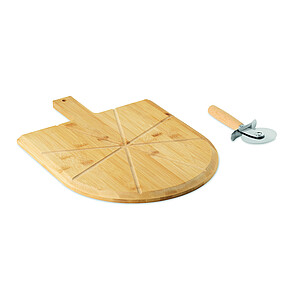Bamboo pizza board & cutter