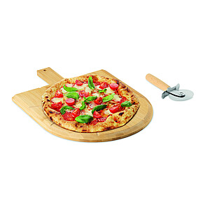 Bamboo pizza board & cutter