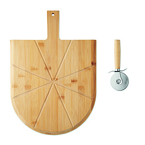 Bamboo pizza board & cutter