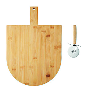 Bamboo pizza board & cutter