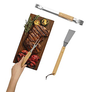 BBQ tools, brown, silver