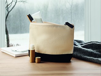Bicolour cotton cosmetic bag
