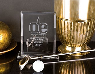 Big glass trophy, transparent