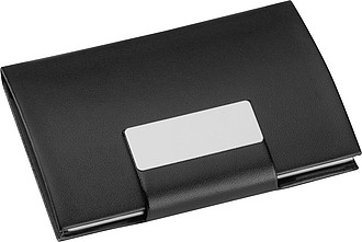 Business card holder with artificial leather covering, black