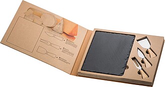 Cheese set with slate cutting board