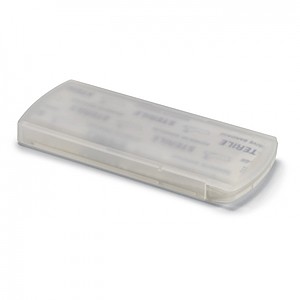 Container with plasters, transparent