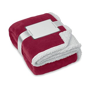 Coral fleece blanket with Sherpa Lining, red