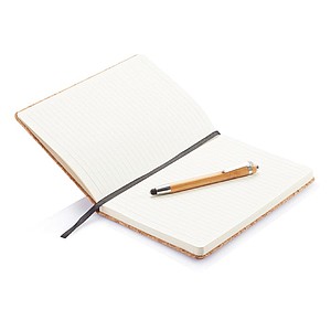 Cork A5 notebook with bamboo pen including stylus