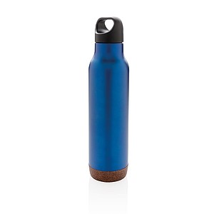 Cork leakproof vacuum flask, blue