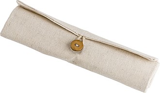 Cotton roll-up pouch with stationary set.